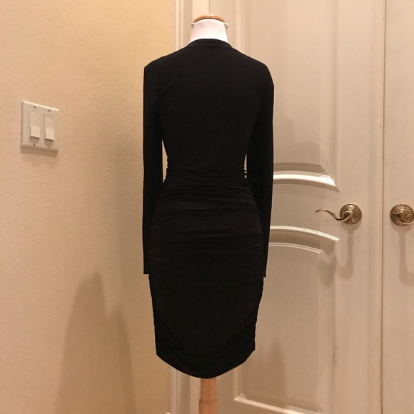 NWOT TTahari black knit  gathered boatneck dress - Picture 3 of 5